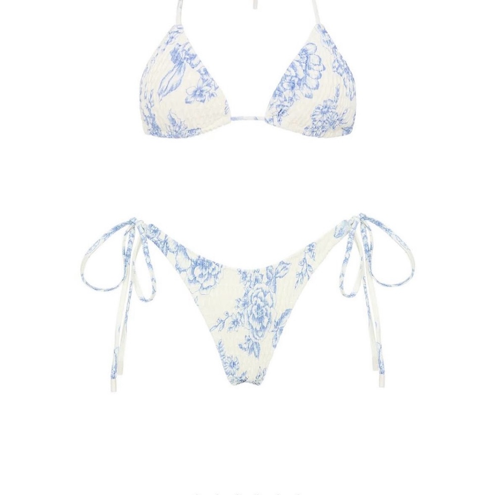 Floral Blue and White Bikini Set